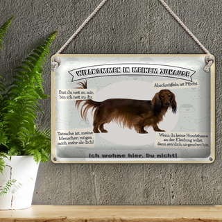 Blechschild Spruch 30x20cm Tiere Hund ich wohne hier du nicht