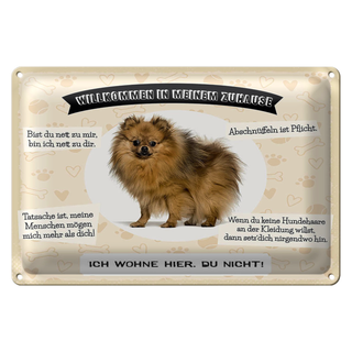 Blechschild Spruch 30x20cm Tiere Spitz willkommen wohne hier