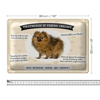 Blechschild Spruch 30x20cm Tiere Spitz willkommen wohne hier