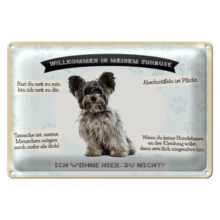 Blechschild Spruch 30x20cm Tiere Yorkshire Terriere willkommen