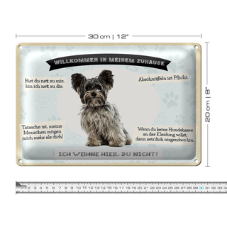 Blechschild Spruch 30x20cm Tiere Yorkshire Terriere willkommen