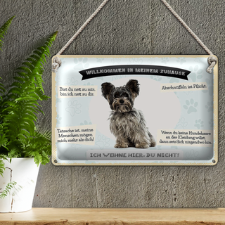 Blechschild Spruch 30x20cm Tiere Yorkshire Terriere willkommen