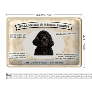 Blechschild Spruch 30x20cm Tiere Pudel willkommen Zuhause