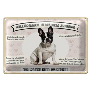 Blechschild Spruch 30x20cm Frech Bulldog willkommen Zuhause
