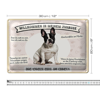 Blechschild Spruch 30x20cm Frech Bulldog willkommen Zuhause