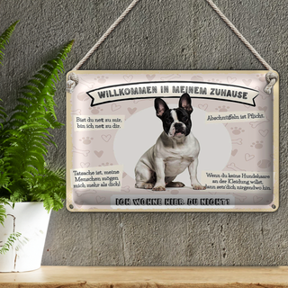 Blechschild Spruch 30x20cm Frech Bulldog willkommen Zuhause