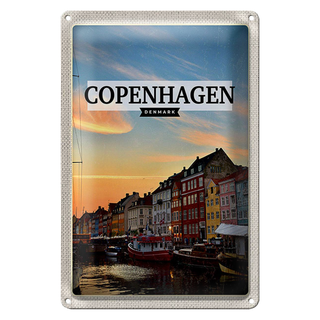 Blechschild Reise 20x30cm Copenhagen Denmark Sonnenuntergang