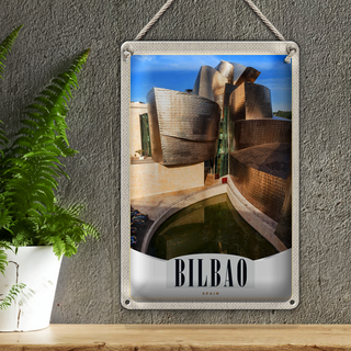 Blechschild Reise 20x30cm Bilbao Spanien Architektur Europa