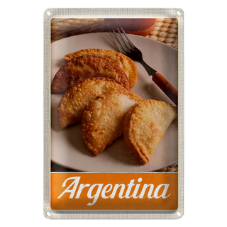 Blechschild Reise 20x30cm Argentinien tradionelle Speisen