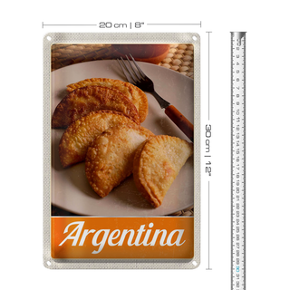 Blechschild Reise 20x30cm Argentinien tradionelle Speisen