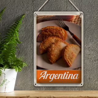 Blechschild Reise 20x30cm Argentinien tradionelle Speisen
