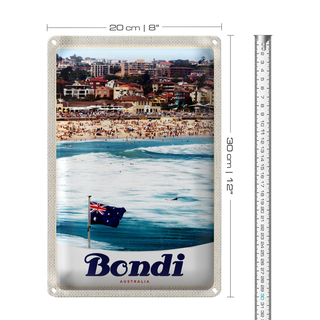 Blechschild Reise 20x30cm Bondi Autralien Urlaub Strand
