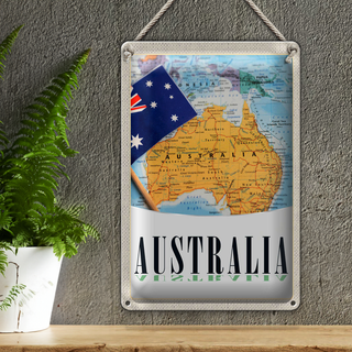 Blechschild Reise 20x30cm Australien Kontinent Atlas Karte
