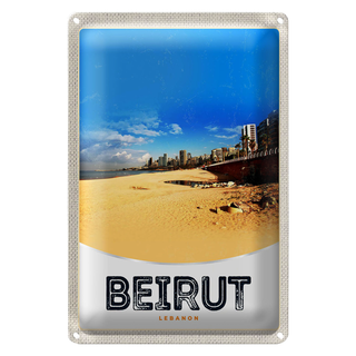 Blechschild Reise 20x30cm Beirut Libanon arabisch Strand
