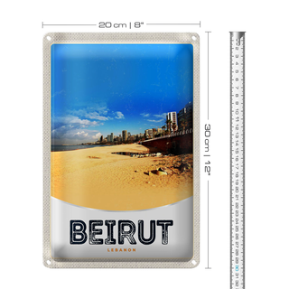 Blechschild Reise 20x30cm Beirut Libanon arabisch Strand