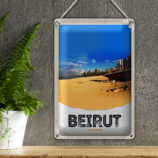 Blechschild Reise 20x30cm Beirut Libanon arabisch Strand