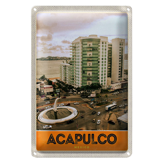 Blechschild Reise 20x30cm Acapulco Mexiko Innenstadt Hochhaus