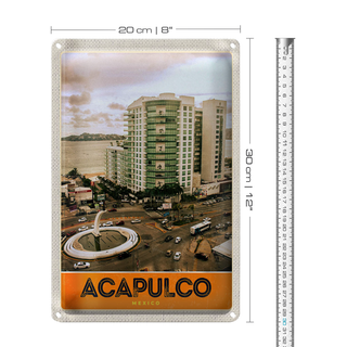 Blechschild Reise 20x30cm Acapulco Mexiko Innenstadt Hochhaus