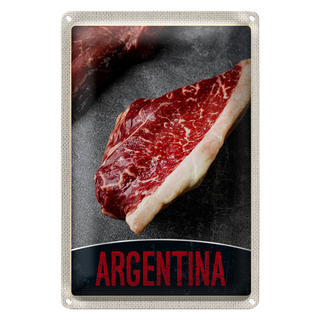 Blechschild Reise 20x30cm Argentinien Steak Fleisch Kuh Rind