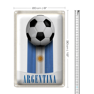 Blechschild Reise 20x30cm Argentinien Flagge Fußball Urlaub