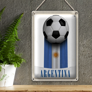 Blechschild Reise 20x30cm Argentinien Flagge Fußball Urlaub