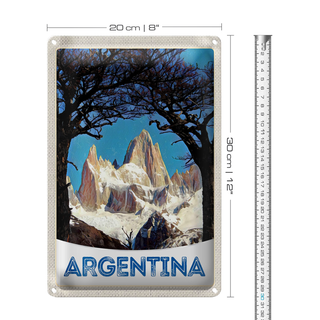 Blechschild Reise 20x30cm Argentinien Gebirge Wanderung