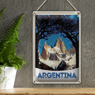 Blechschild Reise 20x30cm Argentinien Gebirge Wanderung