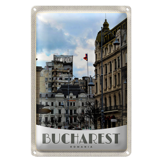 Blechschild Reise 20x30cm Bukarest Rumänien Hauptstadt Urlaub