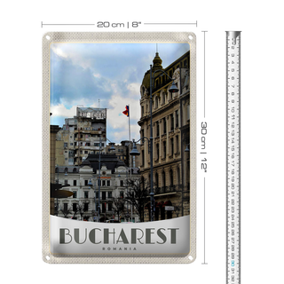 Blechschild Reise 20x30cm Bukarest Rumänien Hauptstadt Urlaub