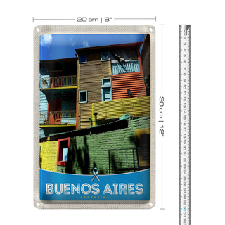 Blechschild Reise 20x30cm Buenos Aires Argentinien Häuser