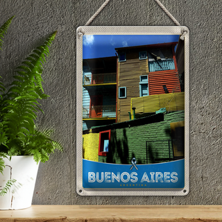 Blechschild Reise 20x30cm Buenos Aires Argentinien Häuser
