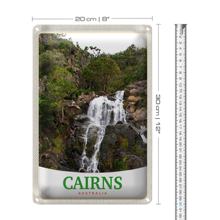Blechschild Reise 20x30cm Cairns Australien Wasserfall Natur