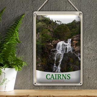 Blechschild Reise 20x30cm Cairns Australien Wasserfall Natur