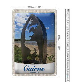 Blechschild Reise 20x30cm Cairns Australien Strand Meer Natur
