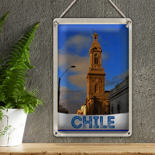 Blechschild Reise 20x30cm Chile Stadt Architektur Europa
