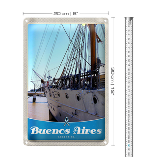 Blechschild Reise 20x30cm Buenos Aires Argentinien Schiff