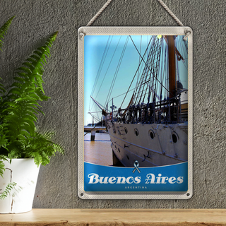 Blechschild Reise 20x30cm Buenos Aires Argentinien Schiff