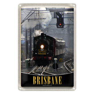 Blechschild Reise 20x30cm Brisbane Australien Lokomotive