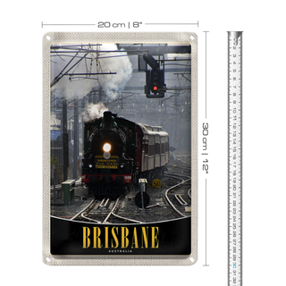 Blechschild Reise 20x30cm Brisbane Australien Lokomotive