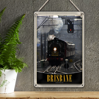 Blechschild Reise 20x30cm Brisbane Australien Lokomotive