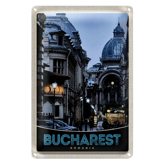 Blechschild Reise 20x30cm Bukarest Romänien Stadt Architektur