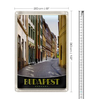 Blechschild Reise 20x30cm Budapest Ungarn Innenstadt Straße