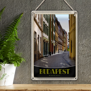 Blechschild Reise 20x30cm Budapest Ungarn Innenstadt Straße