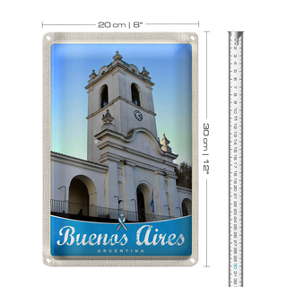 Blechschild Reise 20x30cm Buenos Aires Argentinien Kirche