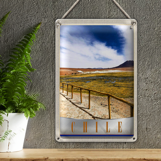 Blechschild Reise 20x30cm Chile Urlaub Gebirge Gehweg