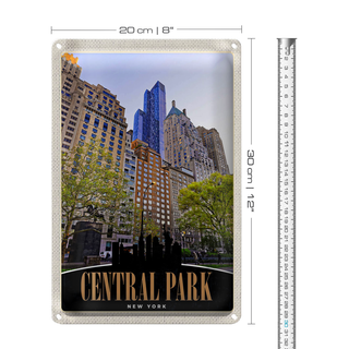 Blechschild Reise 20x30cm Central Park USA New York Hochhaus