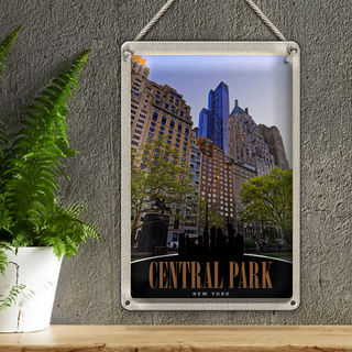 Blechschild Reise 20x30cm Central Park USA New York Hochhaus
