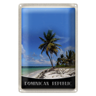 Blechschild Reise 20x30cm Dominikanische Republik Strand Palme