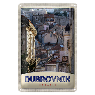 Blechschild Reise 20x30cm Blick auf Dubrovnik Kroatien Stadt