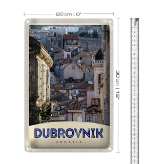 Blechschild Reise 20x30cm Blick auf Dubrovnik Kroatien Stadt